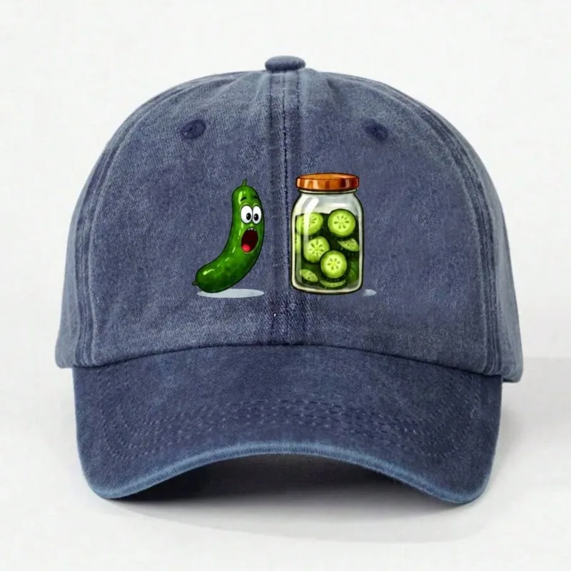 1pc Funny Men's Baseball Cap with Pickle Jar and Cucumber Print - Summer Sun Protection Lightweight Fabric Cap for Theme Parties - view 2