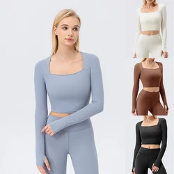 Women Long Sleeve Yoga Shirts Gym Workout Sports Top Quick Dry Running Sport Shirts Outdoor Fitness T-shirt