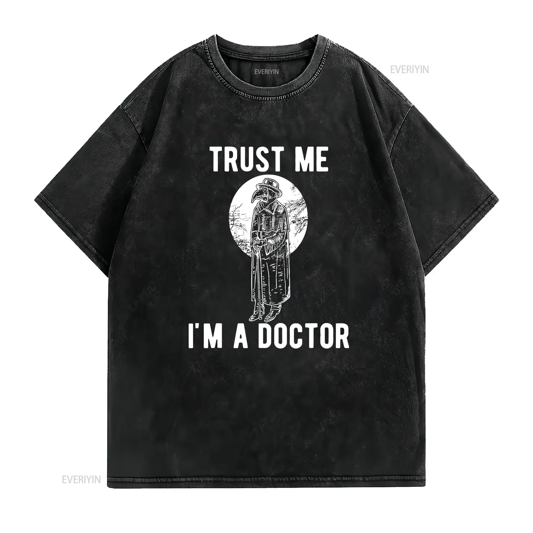 NEW LIMITED Plague Doctor Trust Me I'm a Steampunk Gothic T Shirt vintage Washed Stylish homme Top For Everyday Wear Versatile