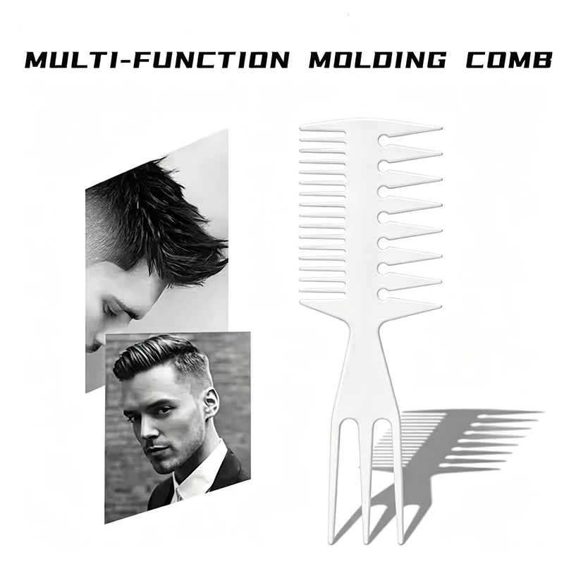 

1-2 Pcs Men's Retro Pompadour Comb, Multi-function 3-Tooth Styling Comb, Professional Salon Hairdressing Comb