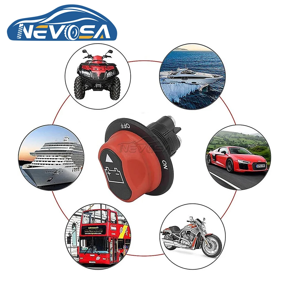 NEVOSA 12V 50A 100A 200A 300A Car Battery Race Rally Switch Isolator For RV Motorcycle Truck Boat Disconnector Cut Off Switch