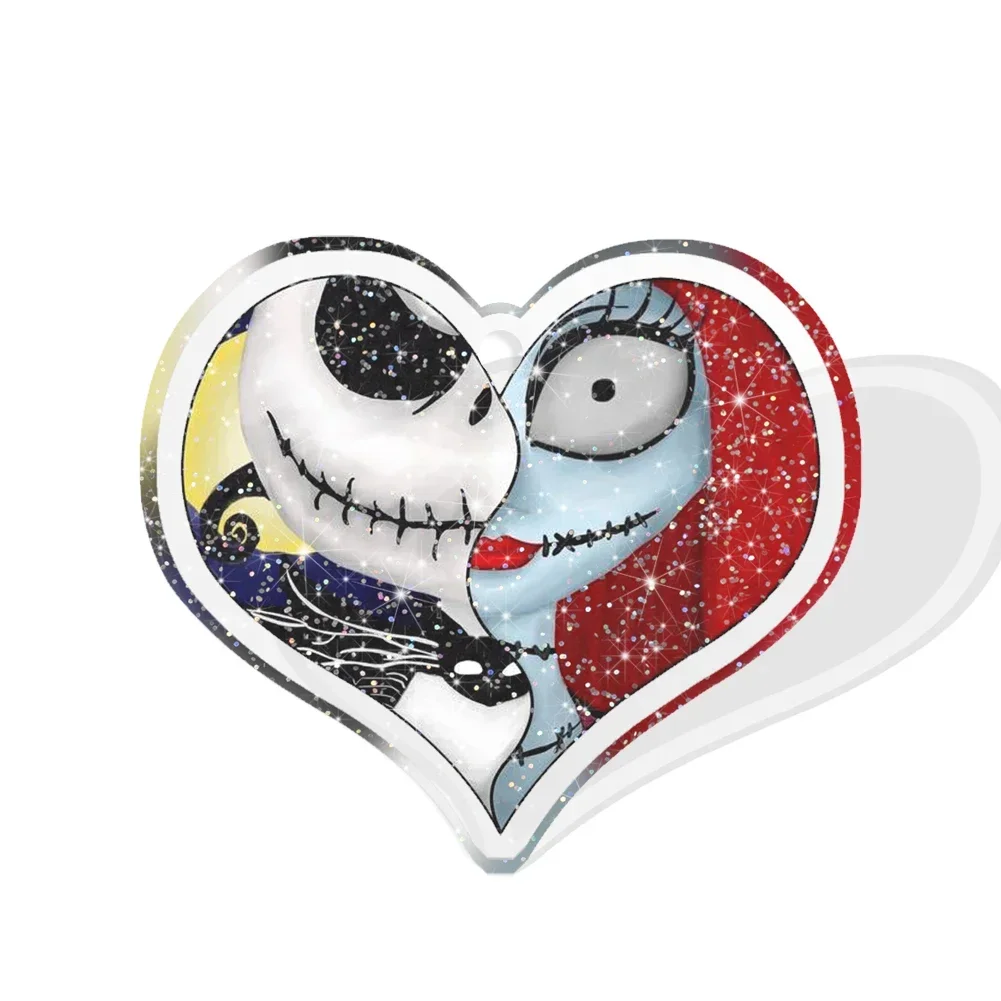 10 Pcs /Lot Mini Disney Valentines Planar Jack And Sally Acrylic Resin With Hole Resin Charms For Keychains Little Dangles