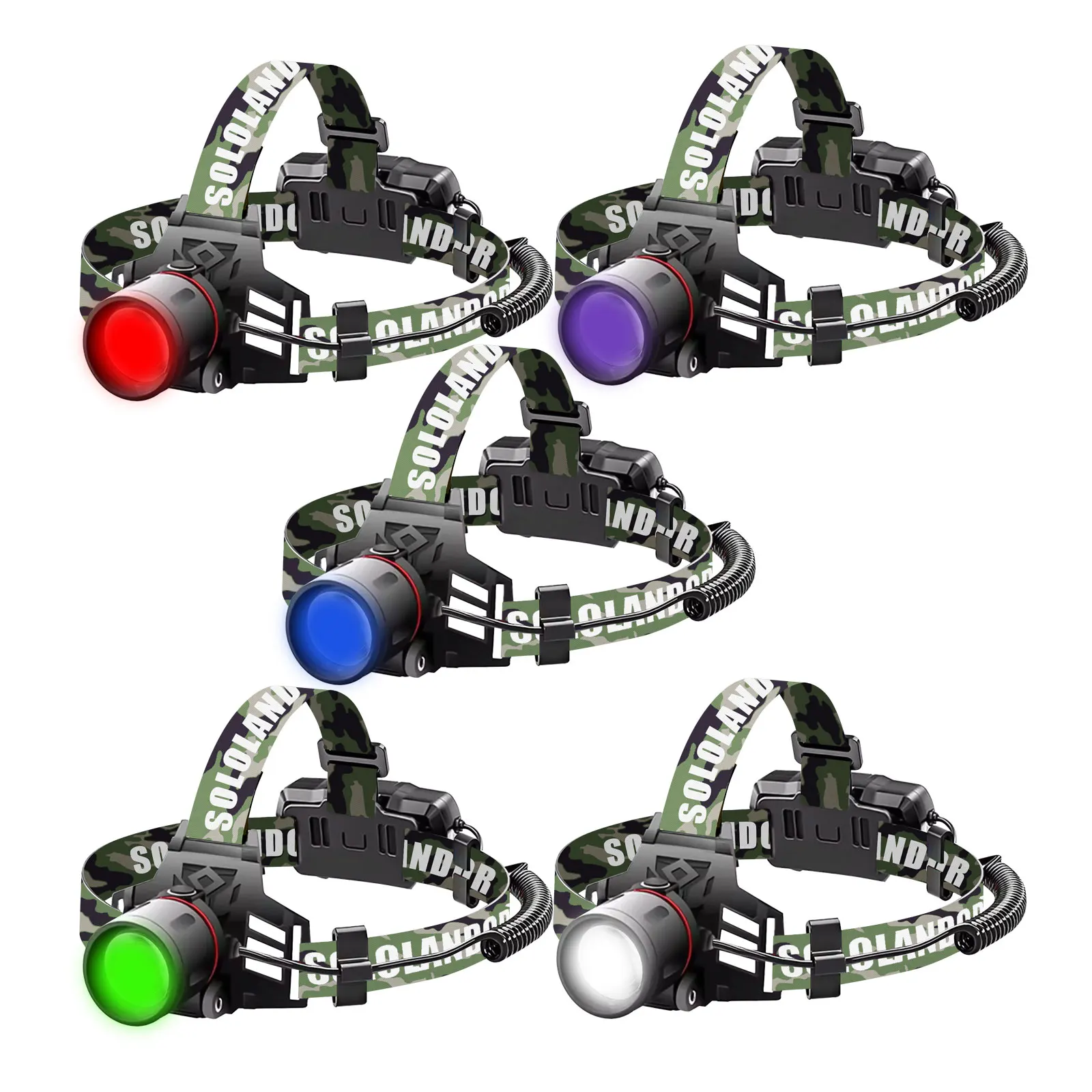 

Green Light Night Vision Headlamp Red Hunting Beekeeping Headlight UV 395nm Detector Lamp Blue fishing Head Torch White outdoor