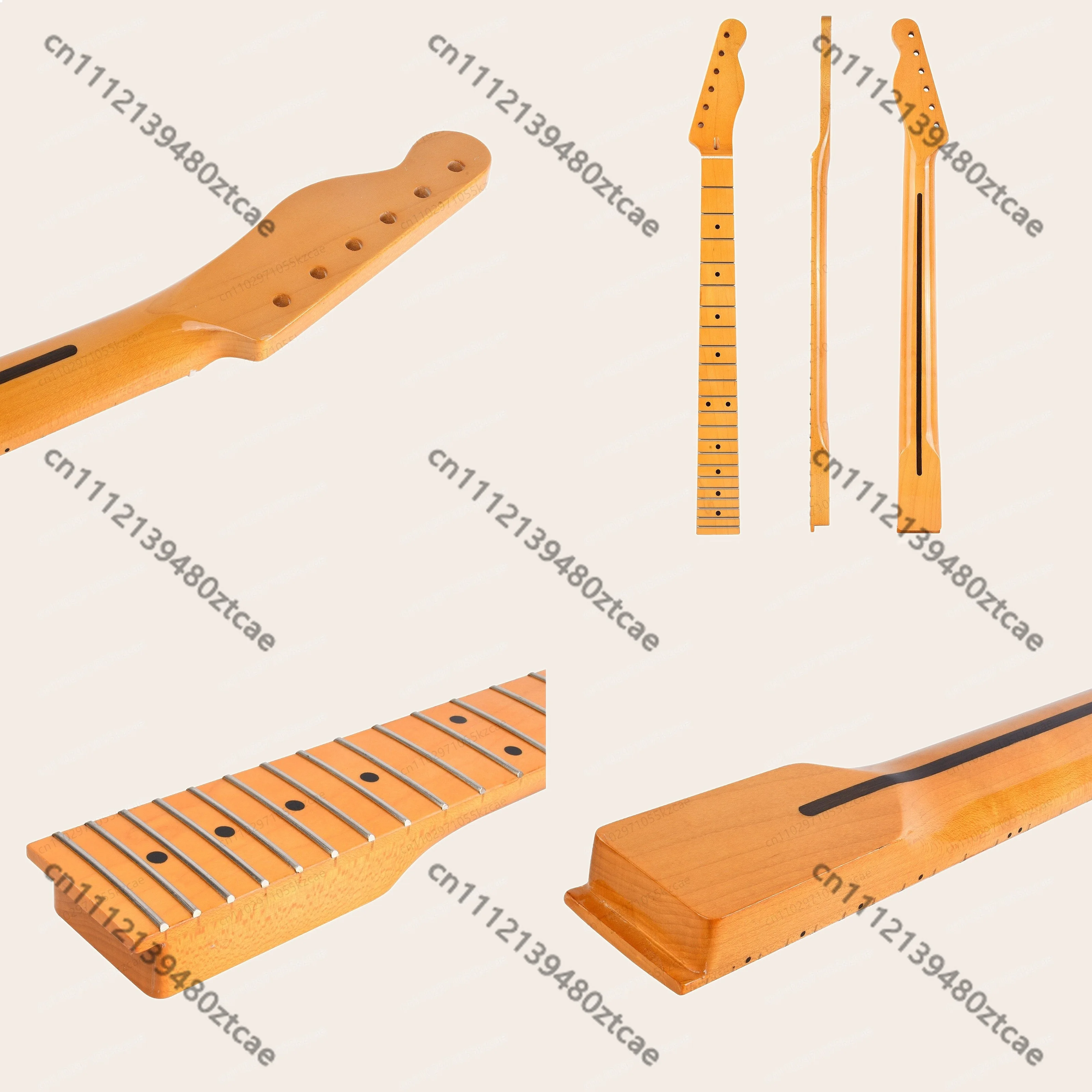 22 Fret Electric Guitar Neck Canadian Maple Telecaster Style Bright Yellow Finish for TL Midline Body Replacement