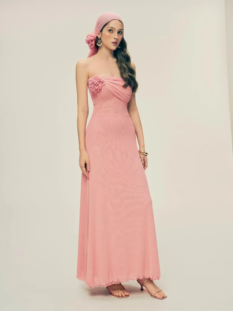 Ele Sweet Gentle Faionable 3D Floral Strapl Slim Cintura alta Dr Ladylike Vestido Otoño Boda Par Fecha Cany Di...