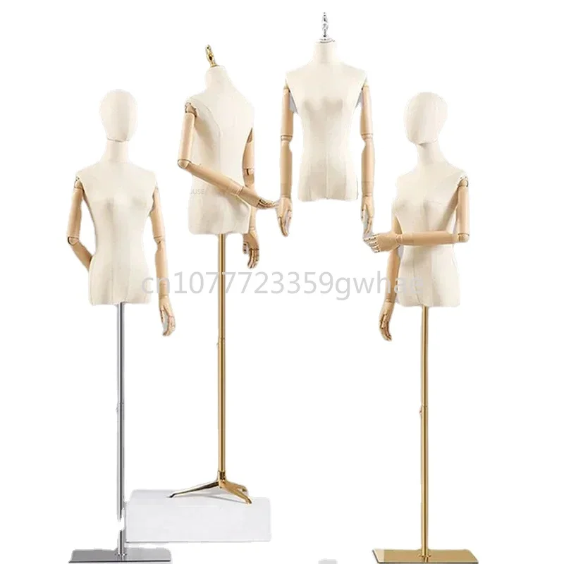 Human body model clothing design adjustable bracket female half body iron base human body model wedding dress display dummy