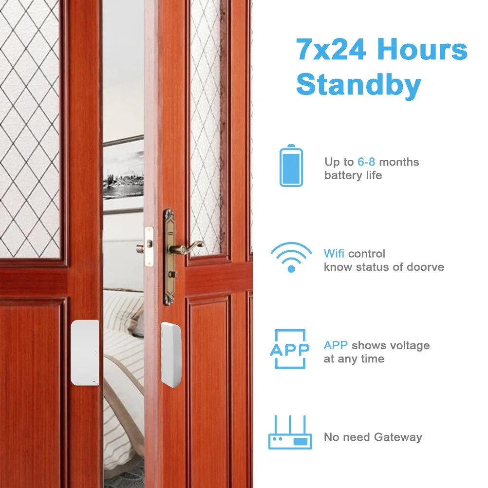 ZigBee-Sensor magnético de puerta y ventanas para el hogar, alarma de apertura y cierre residencial, Wifi, inalámbrico, Tuya Smart Life