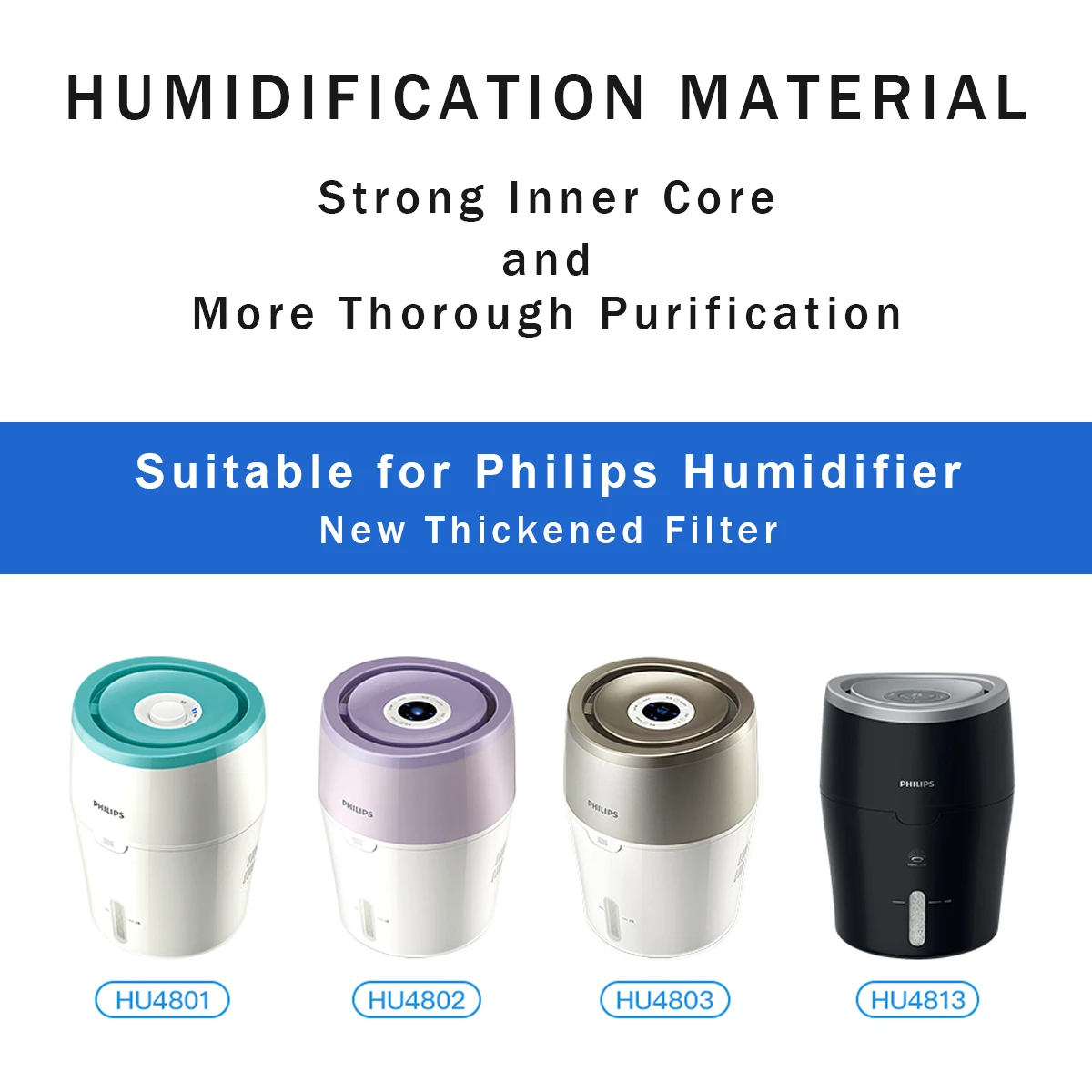 Black / White Air Humidifier Filters Adsorb Bacteria and Scale for Philips HU4801 HU4802 HU4803 HU4811 HU4813 Air Humidifier