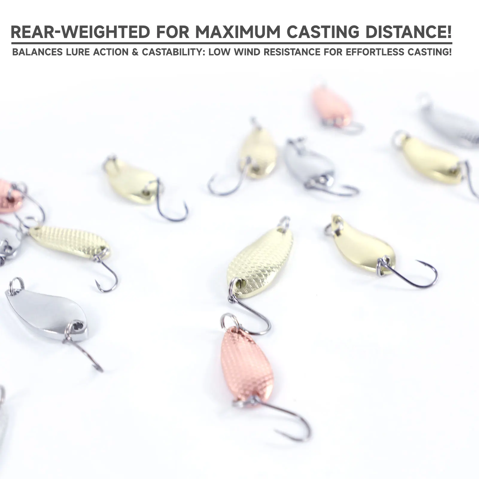 طُعم ملعقة صيد سمك السلمون المرقط المجاني، 2.5 جرام 3.5 جرام 5 جرام طعوم معدنية مختلطة خطاف واحد، ملعقة صب طعوم صلبة لجثم الجهير