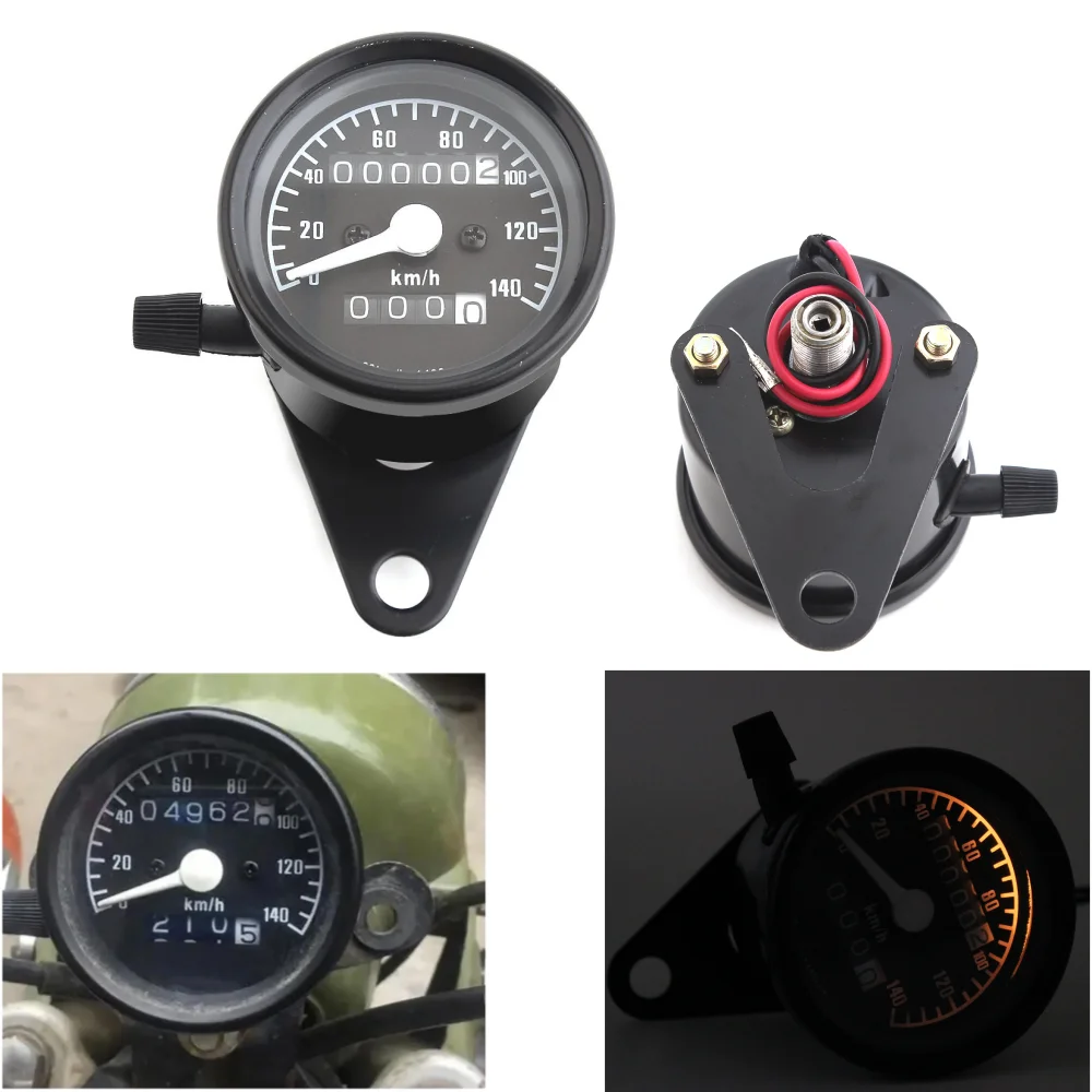 

12V Universal Motorcycle Speedometer Odometer Gauge Cafe Racer Motorbike Tachometer Retro Dual Speed Meter Moto Accessories