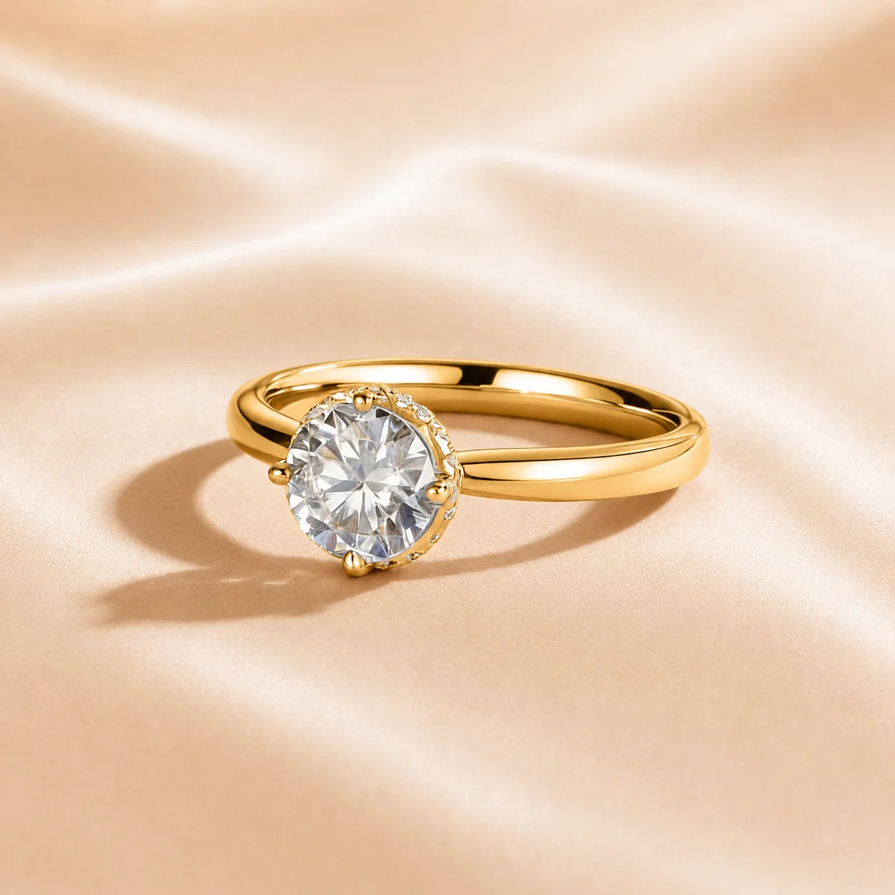 

Custom Lab Grown Diamond 9K 14K 1ct to 3ct Gold VVS Clarity D Color Wedding Promise Anniversary Engagement Ring for Women