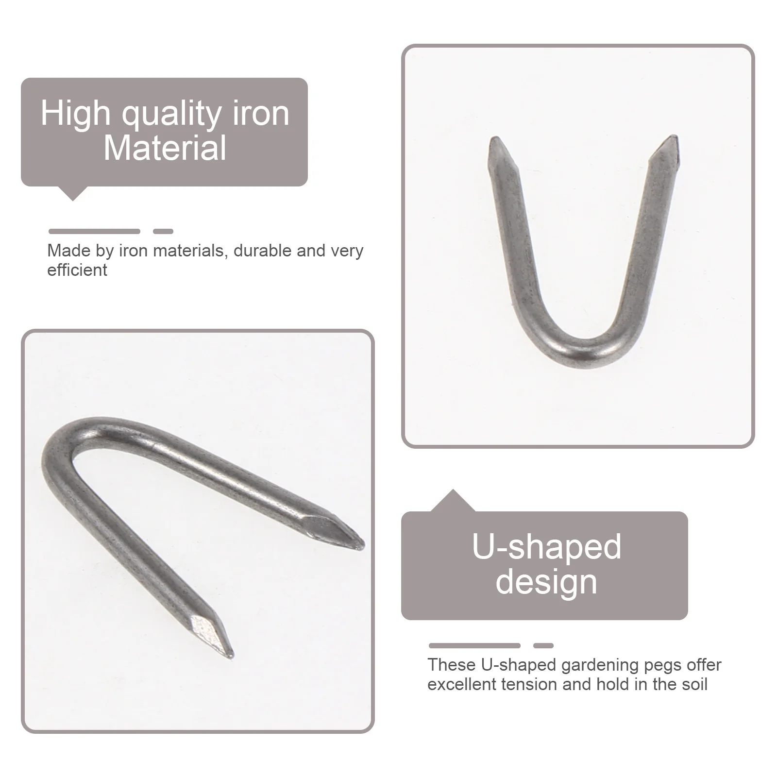 

70 Pcs U-shaped Iron Nails Fencing Pins Small Stakes Durable Rust Protection Wire Mesh Gardening Tools Holding