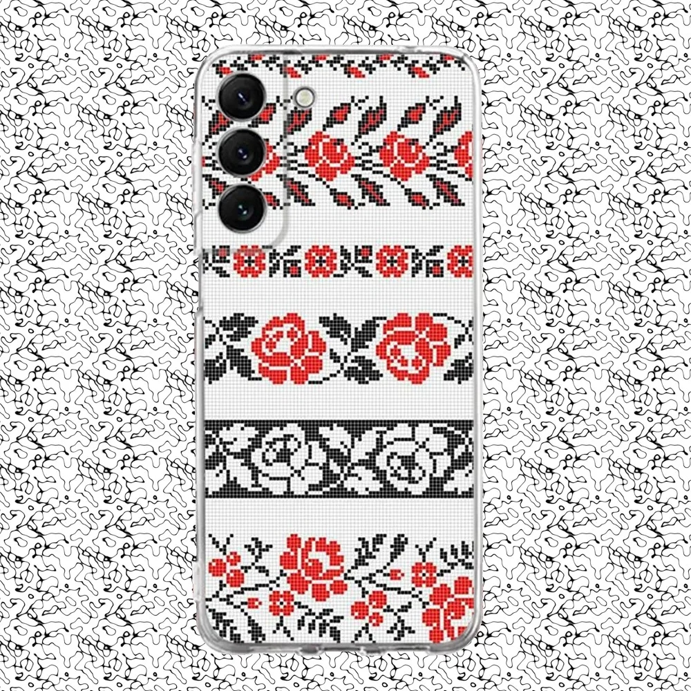 Ukraine Ornament Pattern Phone Case Silicone For Samsung S30,S23,21,22,20 Ultra,S20 FE lite,S10,9,PIus Note20ultra Cover Clear