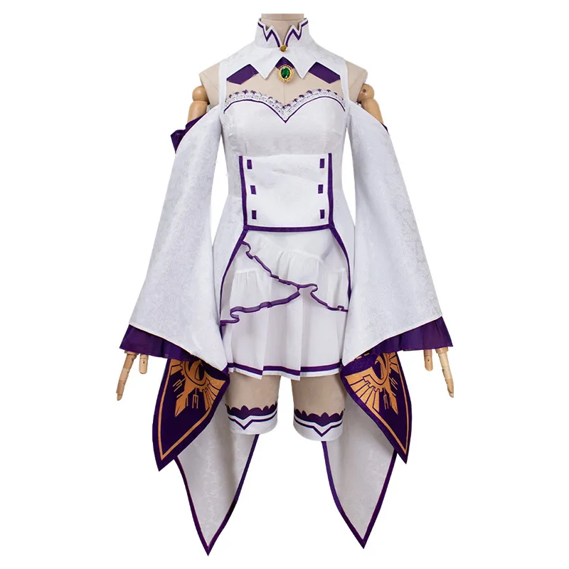 Costume de Cosplay Emilia Re ontaripour Femme et Fille, Robe d'Uniforme de Jeu Animé, Accessoires d'Halloween, de Carnaval de Noël