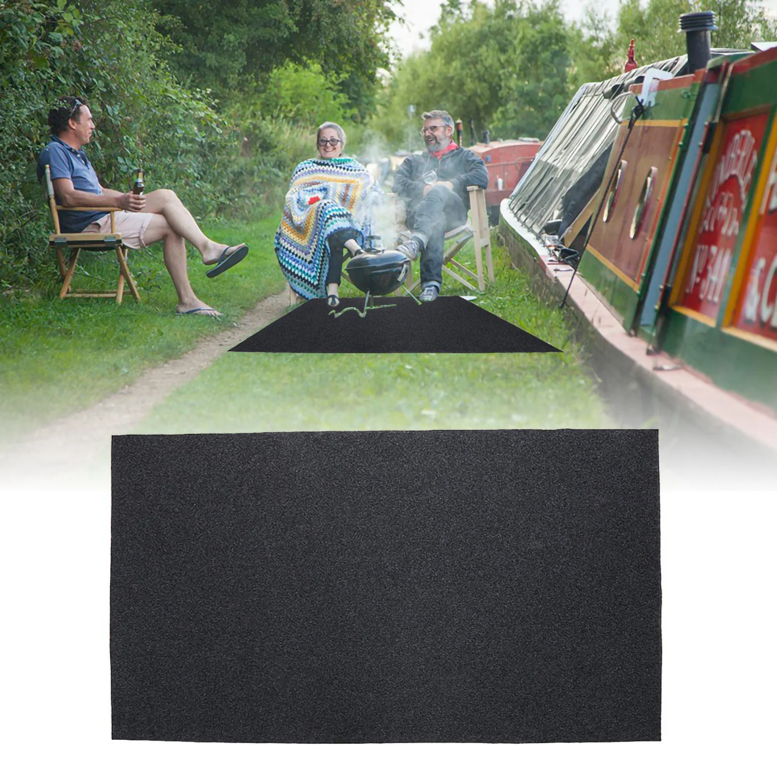 ZK40 Flame Retardant Heat Resistant BBQ Gas Grill Splatter Mat Mat Backyard Floor Protective Rug