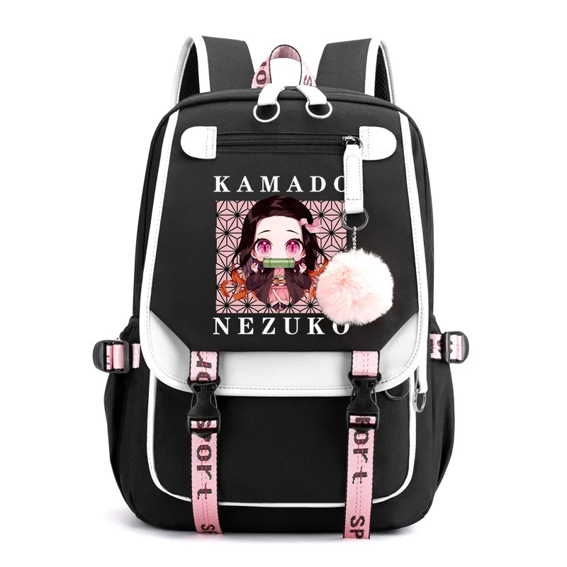 Cute Cartoon Kamado Nezuko Backpack Girls Boys School Large Capacity Zipper Backpacks Fashion Laptop Backpacks