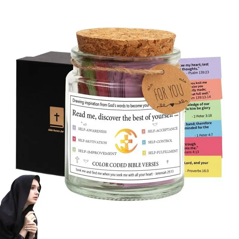 Inspirational Bible Verse Jar Prayer Jar Christian Bible Verse Jar Bible Study Supplies With 90 Color Bible Verses For Women Men