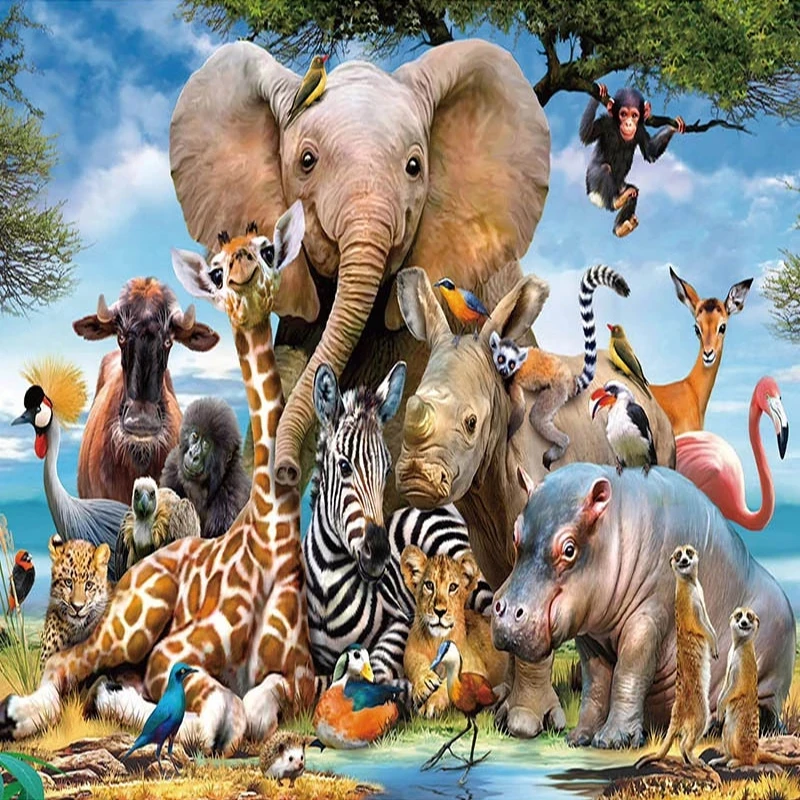 70*50cm Puzzle 1000 Pieces Tube Animals World Puzzles Toys For Children Learning Education Brain Teaser Assemble Toy Games