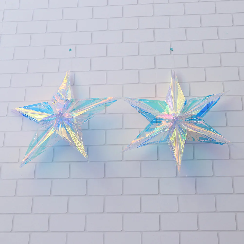 

4Pcs Lovely Iridescent Star Hanging Decor Creative Wedding Christmas Ornament for Home Shop Window Hotel Restaurant Party