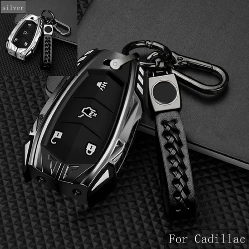 

A+ Zinc Alloy Silicone Car Key Fob Case Cover Bag For Cadillac XT6 CTS XTS Escalade