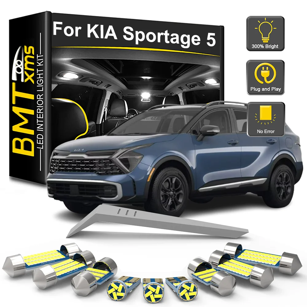 

BMTxms 7/11 шт. светодиодные лампы внутреннего освещения, комплект для нового Kia Sportage MK5 5 V 2021 2022 2023 2024, лампа для чтения багажника, автомобильные аксессуары