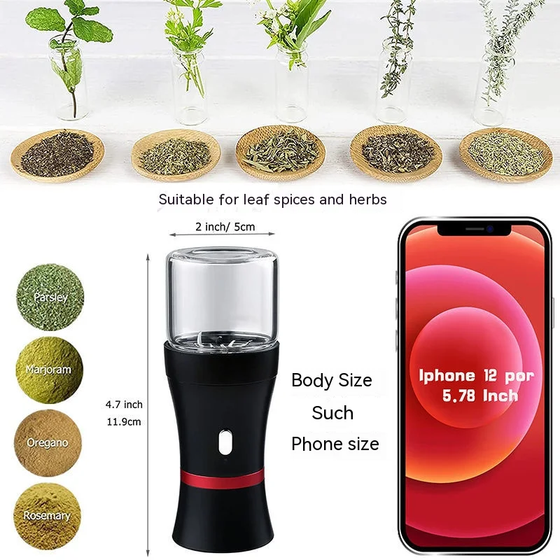 WE PUFF LTQ 1100mAh Electric Herb Grinder Built-in Spiral Metal Blade Home High Speed Dry Tobacco Crusher Smoking Accessories