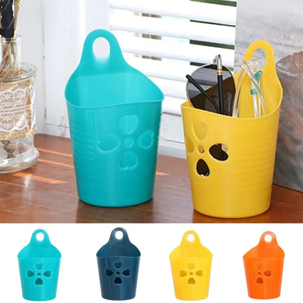 No-Punch Hanging Storage Basket Portable Drainable Wall Hanging Shower Basket Plastic Chopsticks Organizer for Home