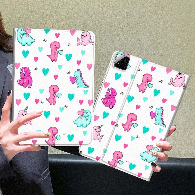 

Cartoon Dino Heart Pattern For Xiaomi Redmi Mi Pad 5 6 6s 7 SE Pro Max Ultra 12.4 12.5 14 inch Tablet Case