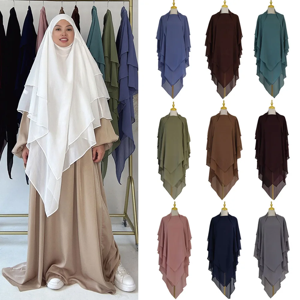 

Eid Prayer Garment Hijab Long Khimar Ramdan Muslim Long Headcarf Women One Piece Robe Jubha Islamic Hijabs Musulman Dejellab