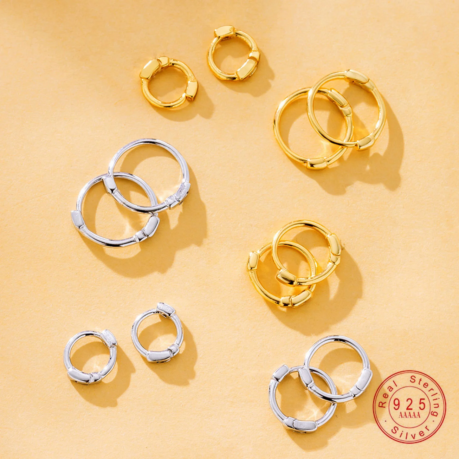 

Серьги-кольца из стерлингового серебра 925 пробы разных размеров, маленькие женские серьги-кольца из золота и серебра, штабелируемые минималистичные украшения