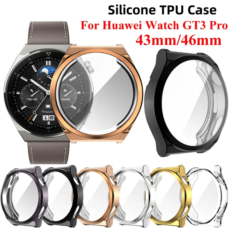Soft TPU Screen Protector Case For Huawei Watch GT3 Pro 46mm 43mm Full Coverage Anti-Scratch Cover For Huawei Watch GT3 Pro 46mm