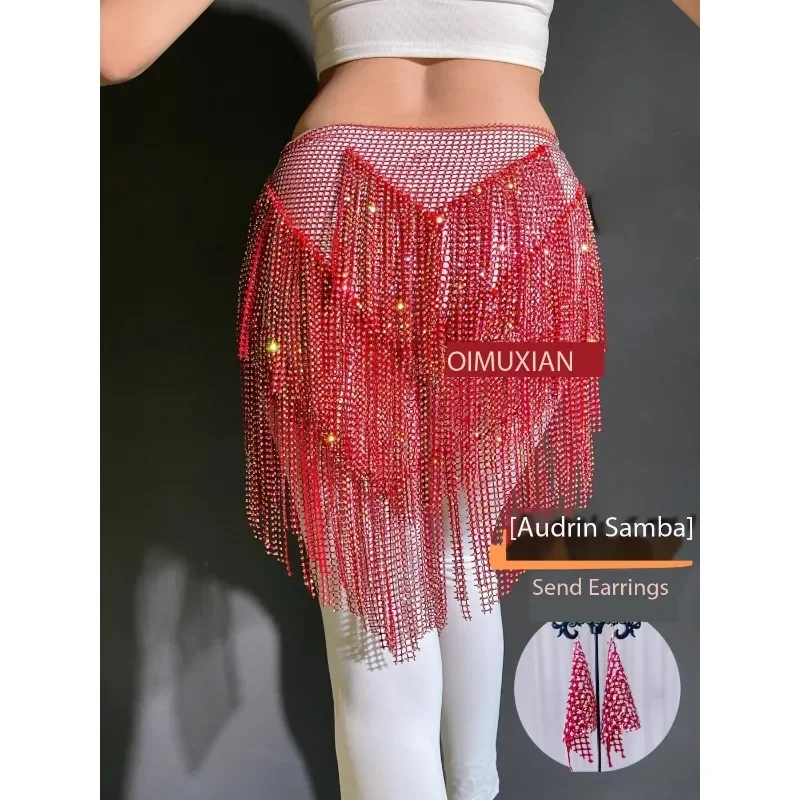 

Customized Belly Dance Belt Women's Oriental Dance Waist Chain Mesh Diamond Hip Scarf bellydance skirt exotic dancewear