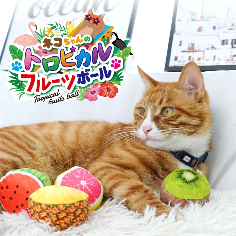 Petio Catnip Toys Cute Fruit Shape Plush Teeth Grinding Bite-resistant Teasing Relaxation Cat Chew Toy Pet Accessories