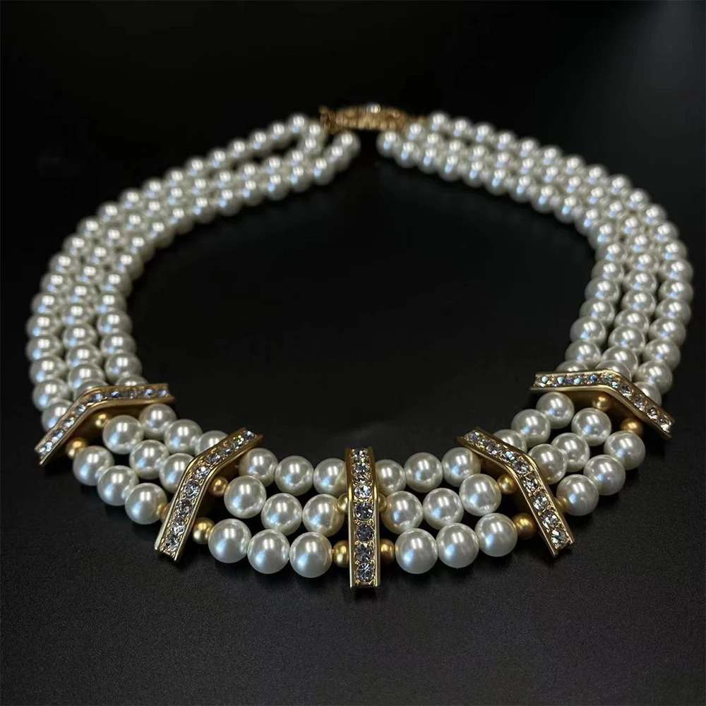 Fashion Vintage Handmade beading with Rhinestone Necklaces for women's girl jewelry Accessories