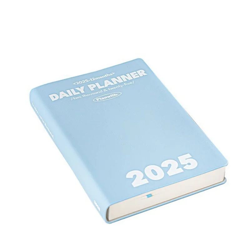 12 Candy Color Schedule Notebook 2025 A5 English Daily Monthly Planners PU Cover Waterproof Agenda Ins Office School Supplies