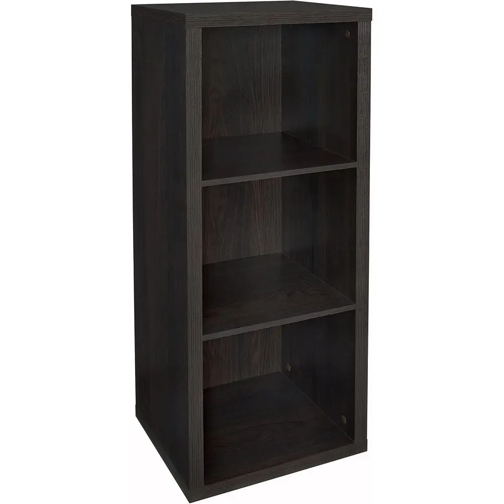 

3 Cube Storage Shelf Organizer Bookshelf with Back Panel, Easy Assembly, Wood, Black Walnut