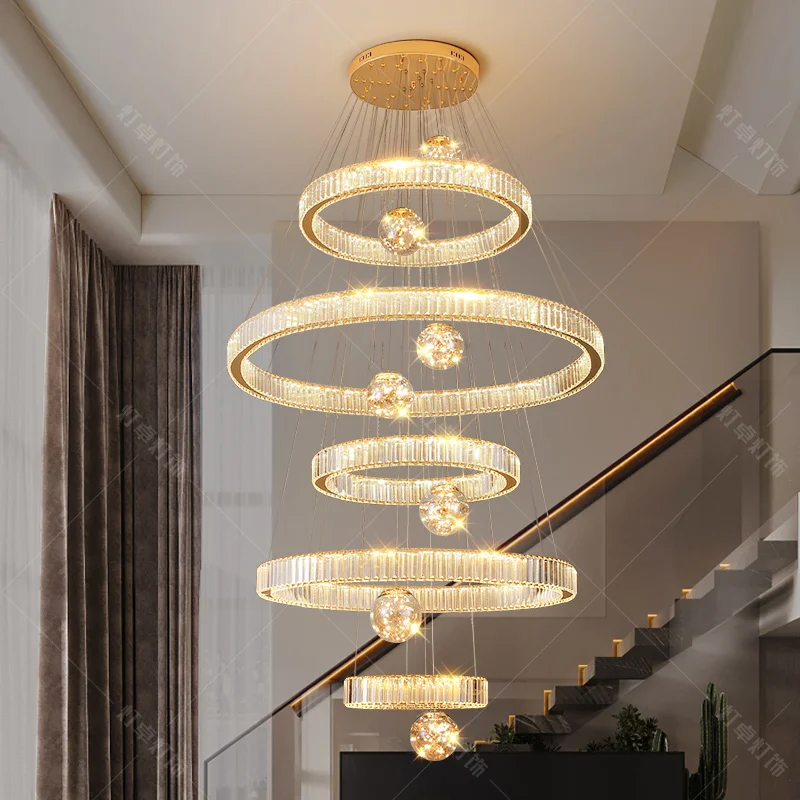 Modern home decoration crystal chandelier, stair Pendant lamp, living room Pendant lights, interior lighting