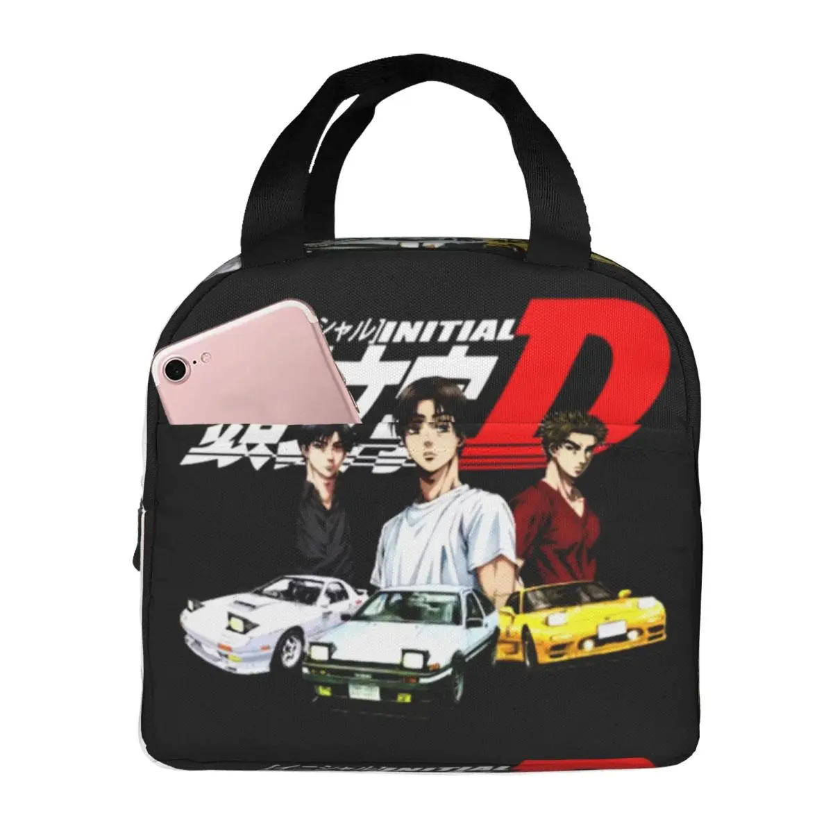 Initial D Mountain Drift Racing Insulated Lunch Tote Bag for Women Portable Cooler Thermal Bento Box Work School Travel