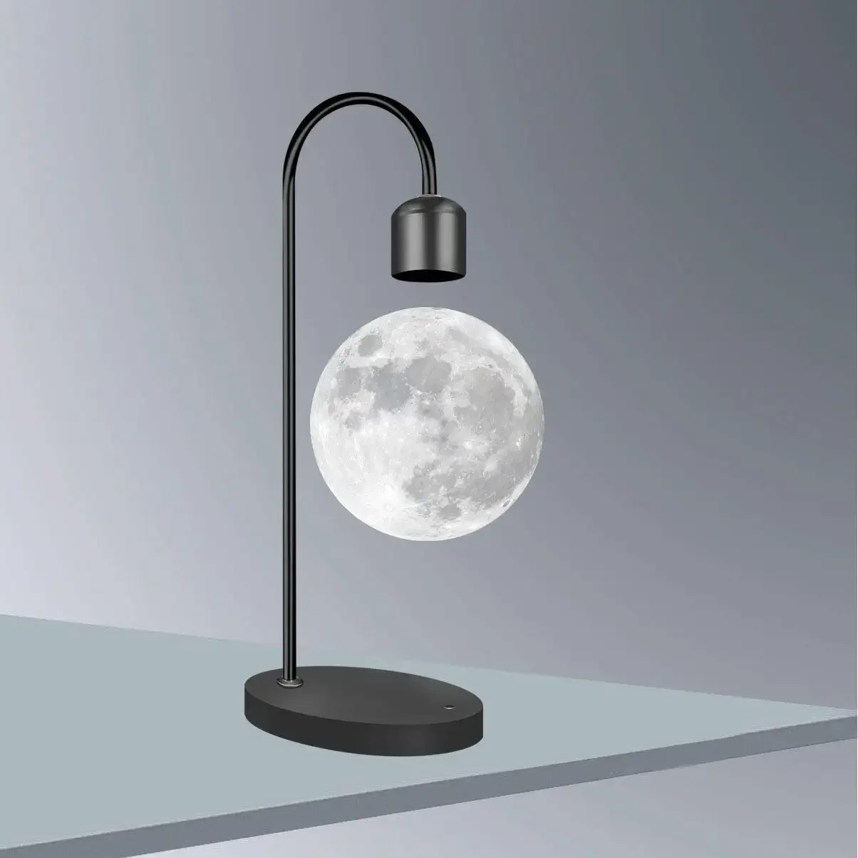 YyhcFloating Moon Lamp 3D Printing Integrated Seamless Creative Magnetic Floating Moon Table Lamp Home Ornament LED Night Light