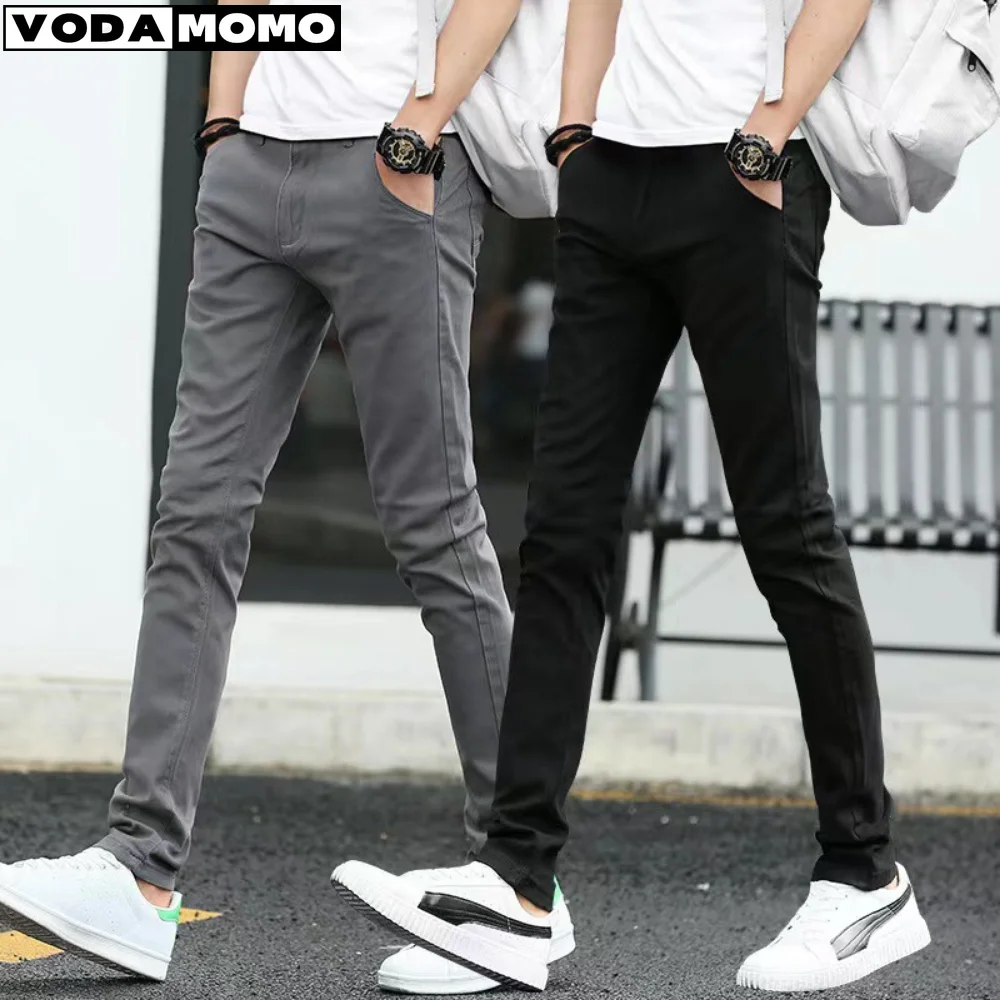 

Универсальные шикарные весенне-осенние однотонные повседневные длинные брюки до щиколотки, деловые брюки с несколькими карманами, мужская одежда для покупок