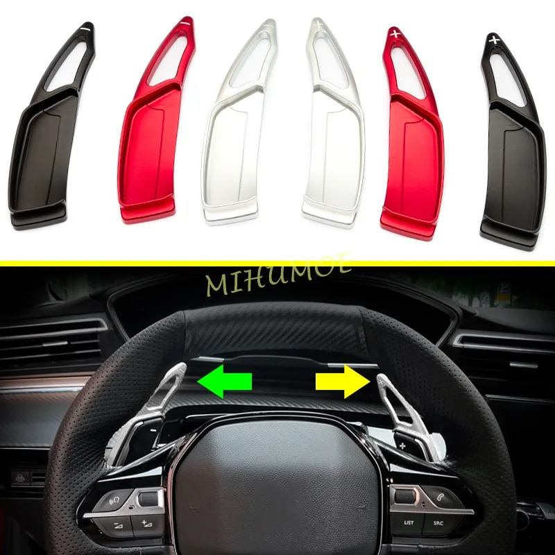 2Pcs Interior Car Steering Wheel Paddle Shifter Extension Accessories For 2017-2023 Peugeot 508 2008 3008 5008 GT