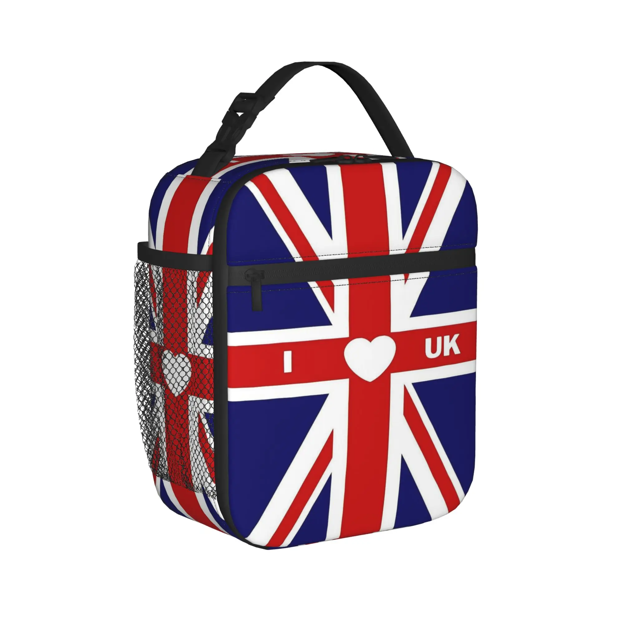 UK Flag Lunch Bag For Adult I Love UK Print Lunch Box Casual School Cooler Bag Convenient Oxford Thermal Lunch Bags