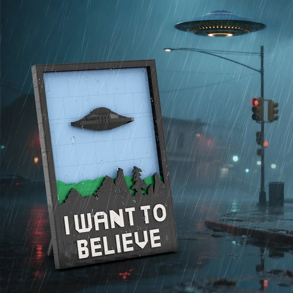 MOC Movie The X-Files I Want To Believe Poster Bricks The X-Files Creative Poster Building Blocks Model Assembly Toys Kids Gifts
