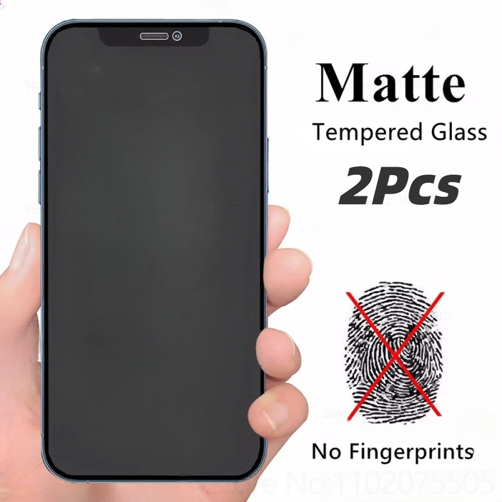 2Pcs Matte Glass For iPhone 13 12 14 15 11 Pro Max Screen Protector For iPhone 12 13 Mini X XR XS Max 15 14 Plus 7 8 SE 2020