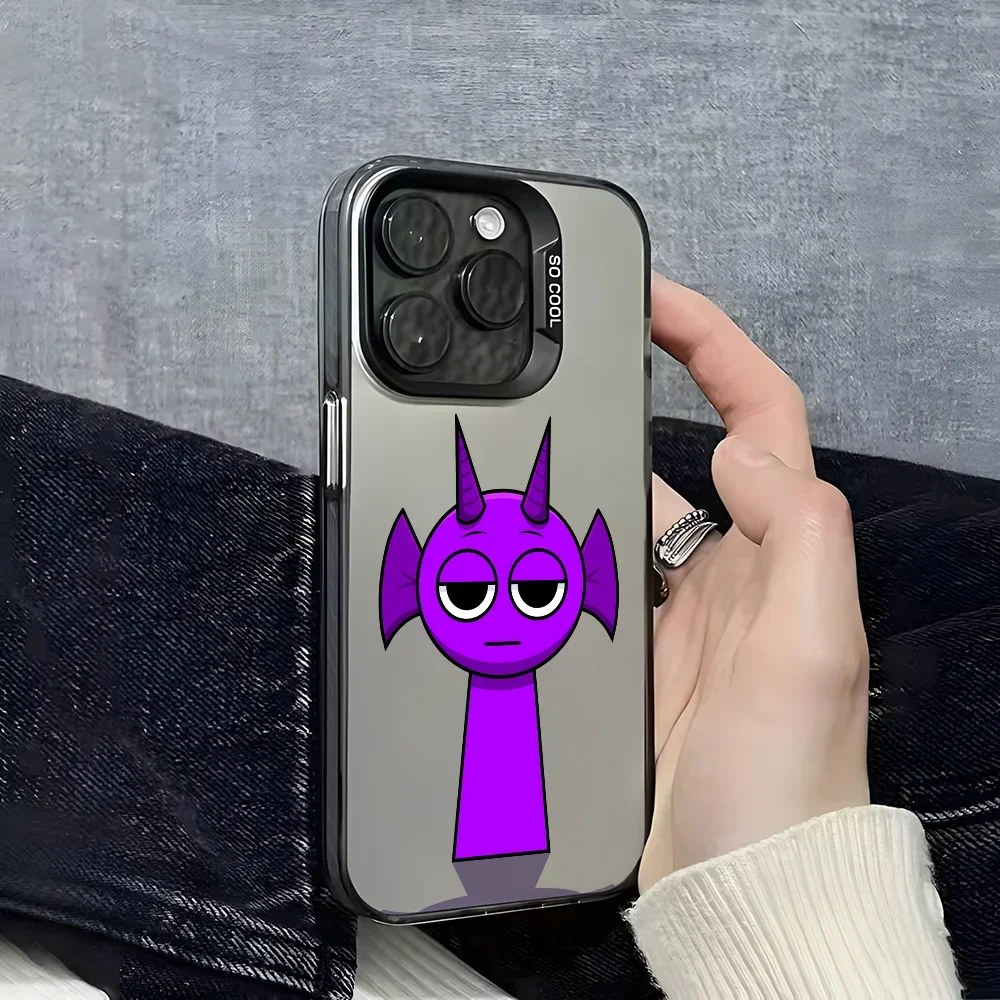 Cartoon S-Sprunki Pattern Phone Case For iPhone 16 15 14 13 12 11 Pro Max Grey Black Matte Ultra-thin Soft Candy Abrazine Funda