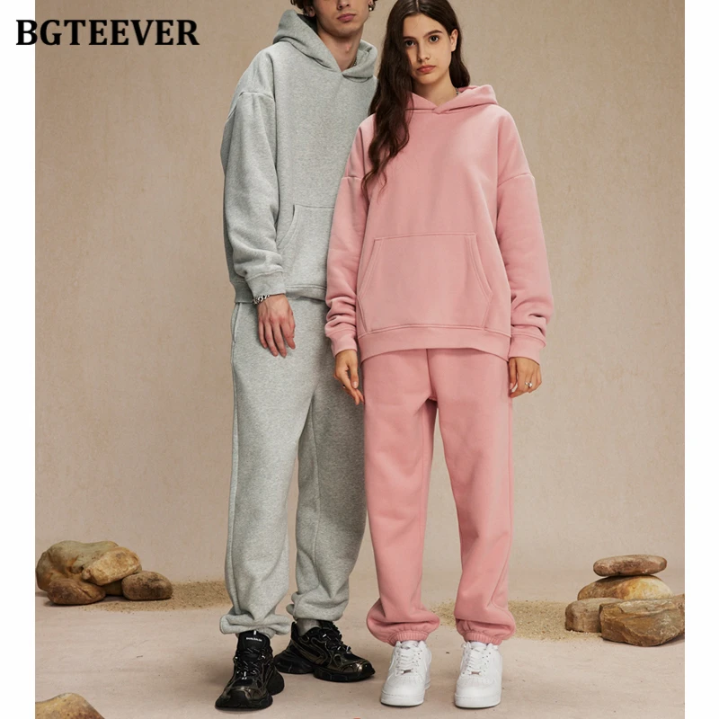 

BGTEEVER Autumn Winter Women Tracksuits Thicken Velvet Hoodies Sweatshirts Ladies Warm Harm Pants for Women