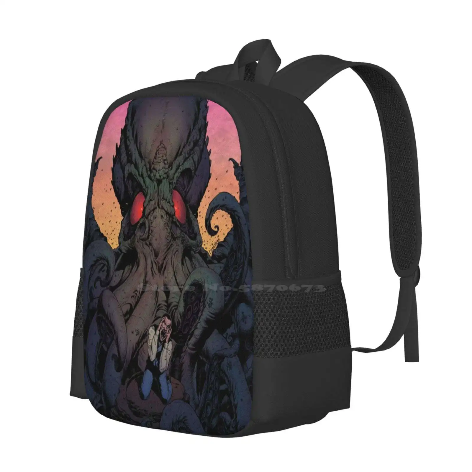 The Eternal Cthulhu Teen College Student Backpack Pattern Design Bags Cthulhu Hplovecraft Horror Monsters Johncebollero Tattoos