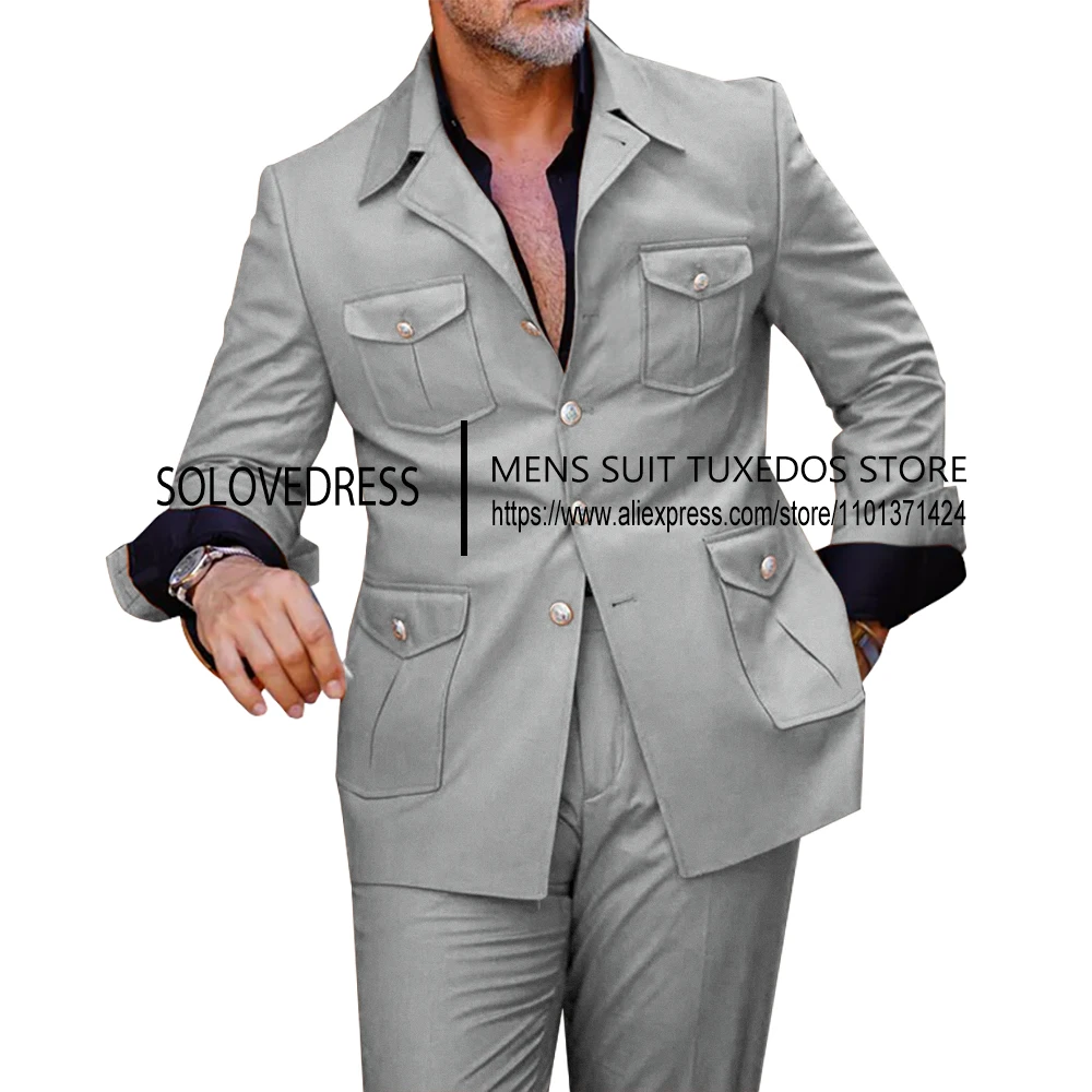 2 ชิ้นชาย SLIM FIT SINGLE Breasted ผู้ชายสไตล์ธุรกิจ 2 ชิ้นชายชุดแต่งงาน (เสื้อ + ชุด)