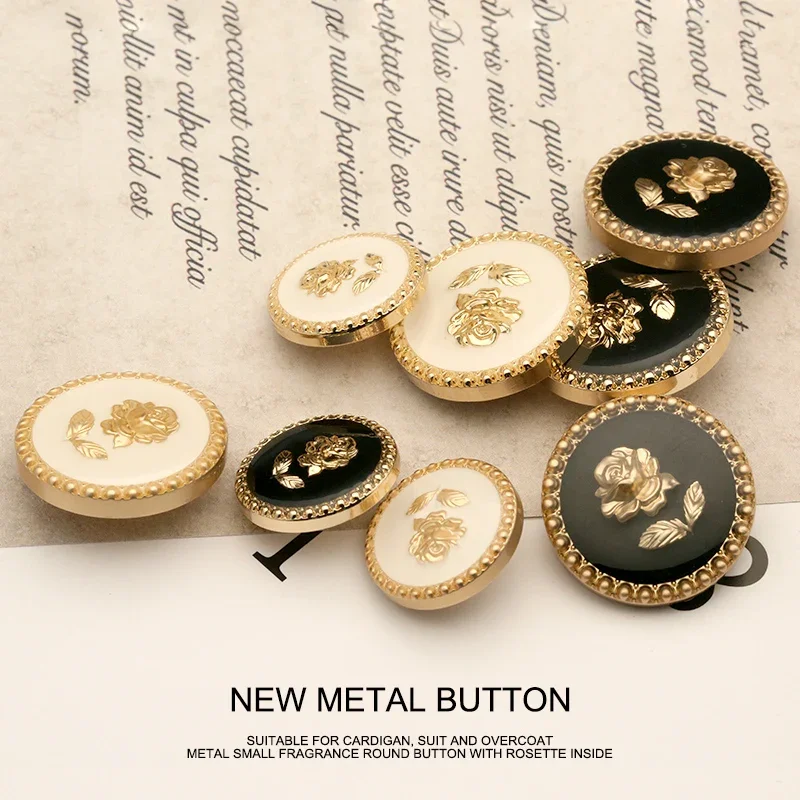 2pcs Rose Spot Oil Metal Buttons Women's Shirt Sweater Round Buttons Dress Drip Gel Decorative Buttons