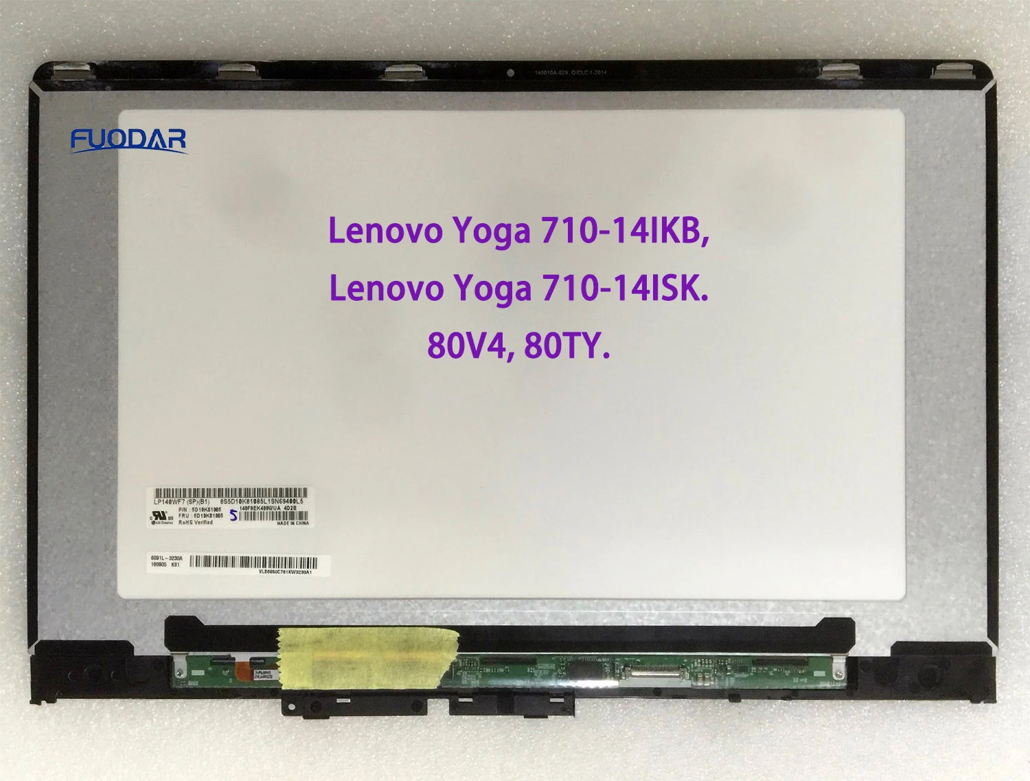 

14.0" LCD Touch Screen Digitizer Assembly With Frame For Lenovo Yoga 710-14IKB 710-14ISK 80V4 80TY 5D10L47419 5D10M14182 FHD